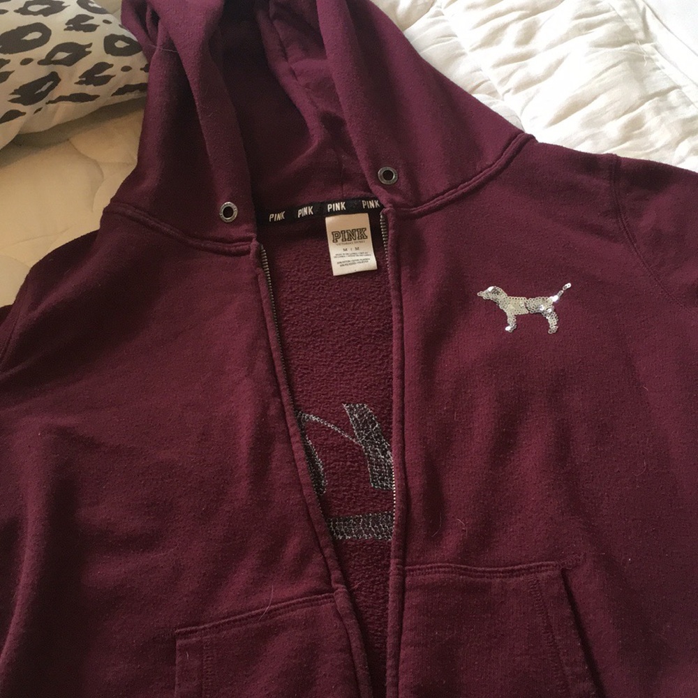 PINK maroon zip up sweatshirt